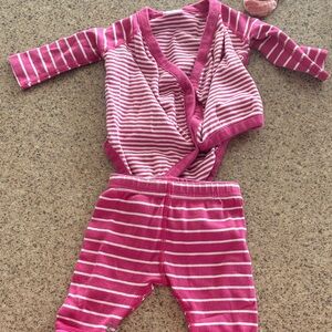 Hanna Andersson Pink & White Striped Two-Piece Set